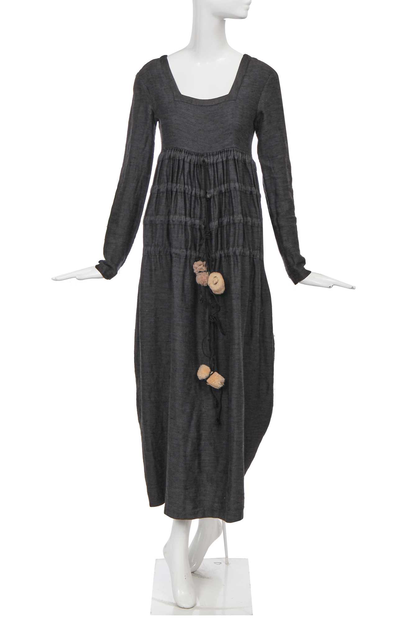 Lot 275 - A rare John Galliano navy linen dress/jumpsuit, 'Fallen Angels' collection, Spring-Summer 1986