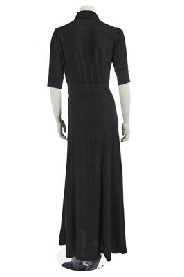 Lot 467 - An Ossie Clark black moss crêpe coat/dress, 1970s