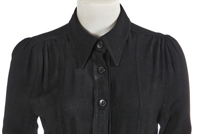 Lot 467 - An Ossie Clark black moss crêpe coat/dress, 1970s