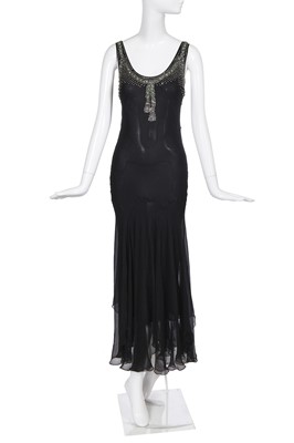 Lot 185 - A Christian Dior by John Galliano bias cut black chiffon evening dress, pre-collection 2002