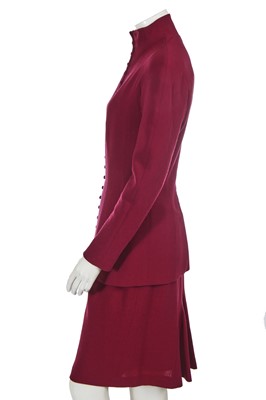Lot 301 - A John Galliano deep magenta wool crêpe suit, 'Cabaret' collection, Autumn-Winter 1998-99