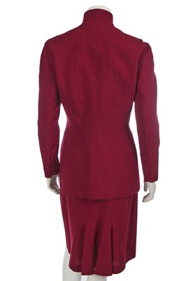 Lot 301 - A John Galliano deep magenta wool crêpe suit, 'Cabaret' collection, Autumn-Winter 1998-99