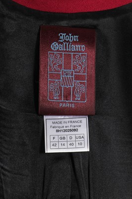 Lot 301 - A John Galliano deep magenta wool crêpe suit, 'Cabaret' collection, Autumn-Winter 1998-99
