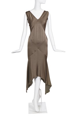 Lot 190 - A Christian Dior by John Galliano olive green crêpe-backed-satin bias-cut dress, commercial collection 2003