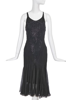 Lot 191 - A Christian Dior by John Galliano black chiffon and lace dress, commercial collection 2002