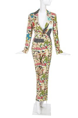 Lot 193 - A John Galliano printed viscose-wool blend suit, pre-collection 2001