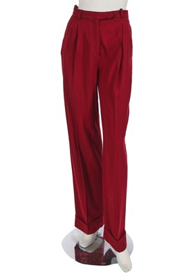 Lot 299 - A John Galliano burgundy wool crêpe suit, 'Maori' collection, Autumn-Winter 1999-2000
