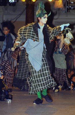 Lot 276 - A rare John Galliano green Linton tweed suit, 'The Ludic Game' collection, Autumn-Winter 1985-86