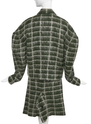 Lot 276 - A rare John Galliano green Linton tweed suit, 'The Ludic Game' collection, Autumn-Winter 1985-86