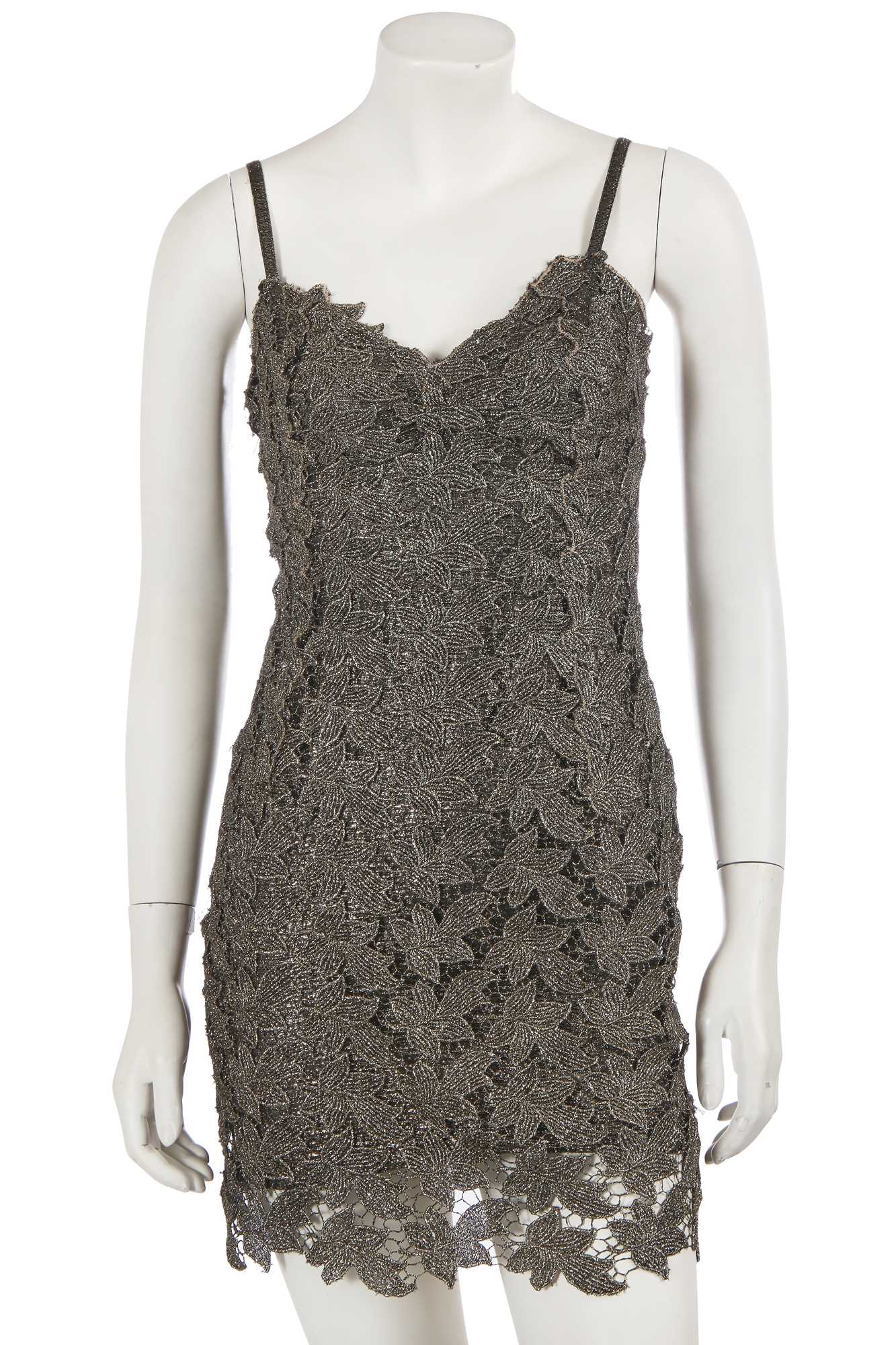 Lot 388 - A Gianni Versace gold lurex lace mini dress, circa 1986
