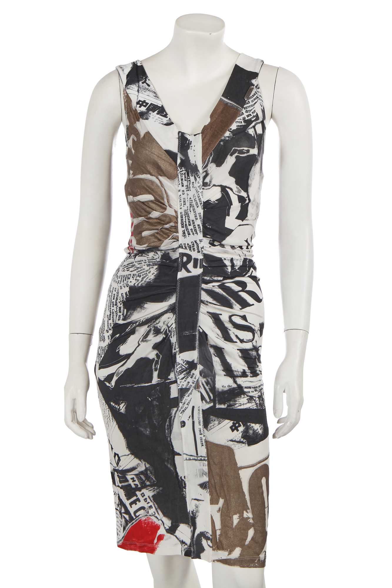 Lot 269 - A John Galliano newspaper print stretch jersey dress, 2000s