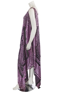 Lot 389 - A Paco Rabanne purple devoré velvet dress, 1980s
