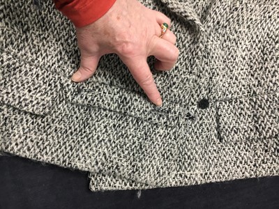 Lot 340 - A Christian Dior haute couture by Marc Bohan grey tweed suit, Model 135, 'Shopping', Spring-Summer 1964