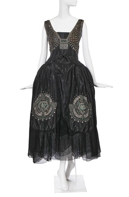 Lot 408 - A Jeanne Lanvin black taffeta robe de style, 1920-25