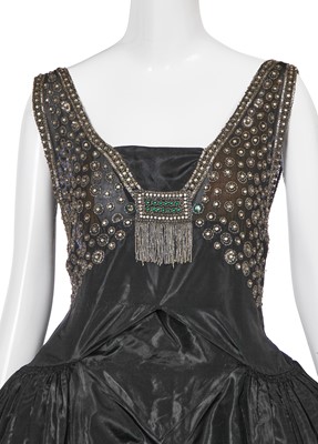 Lot 408 - A Jeanne Lanvin black taffeta robe de style, 1920-25