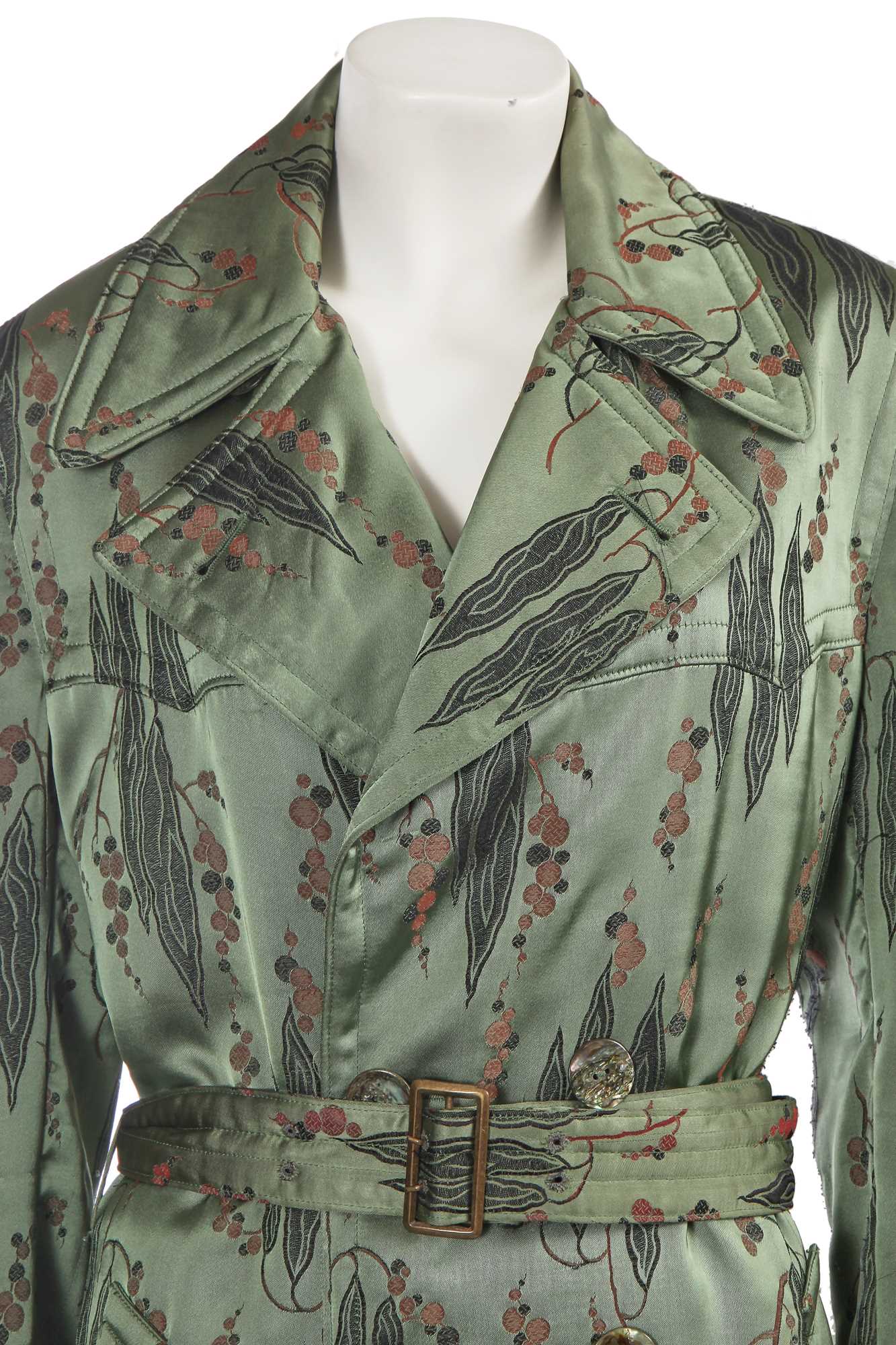 Lot 257 - A Jean Paul Gaultier green rayon-silk blend coat, ‘The Christo Effect’ collection, Autumn-Winter 2002-03