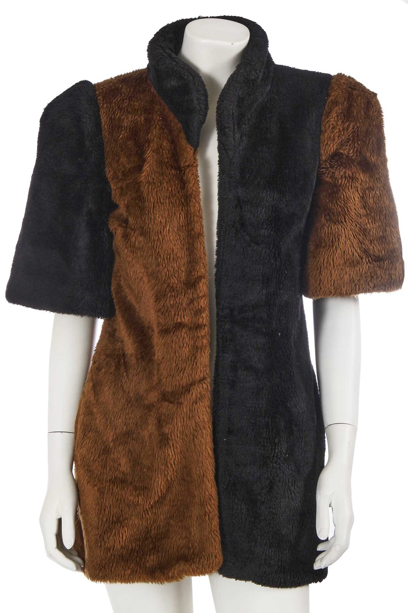 Lot 493 - A Biba black and brown faux fur jacket, circa 1972