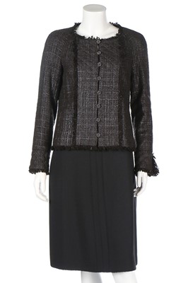 Lot 318 - A Chanel black tweed jacket, 2005, labelled...