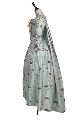 Lot 419 - A fine striped Spitalfields silk robe à la française (sack back), English, circa 1775