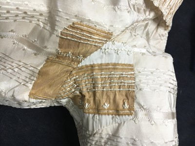 Lot 424 - An ivory striped silk robe a l'Anglaise, 1773