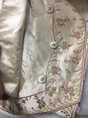 Lot 424 - An ivory striped silk robe a l'Anglaise, 1773