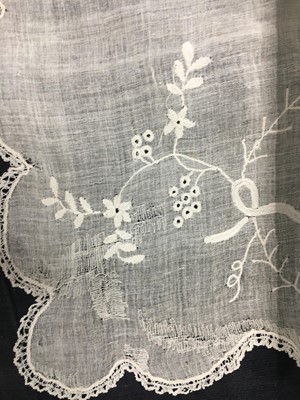 Lot 424 - An ivory striped silk robe a l'Anglaise, 1773