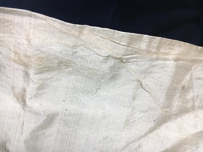 Lot 424 - An ivory striped silk robe a l'Anglaise, 1773