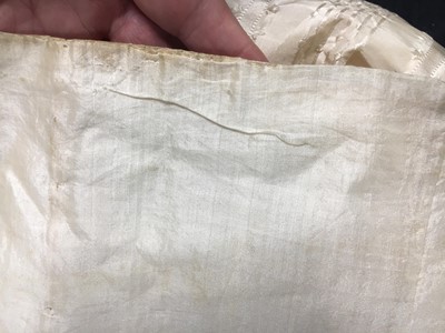 Lot 424 - An ivory striped silk robe a l'Anglaise, 1773