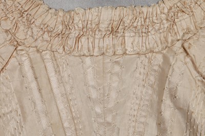 Lot 424 - An ivory striped silk robe a l'Anglaise, 1773
