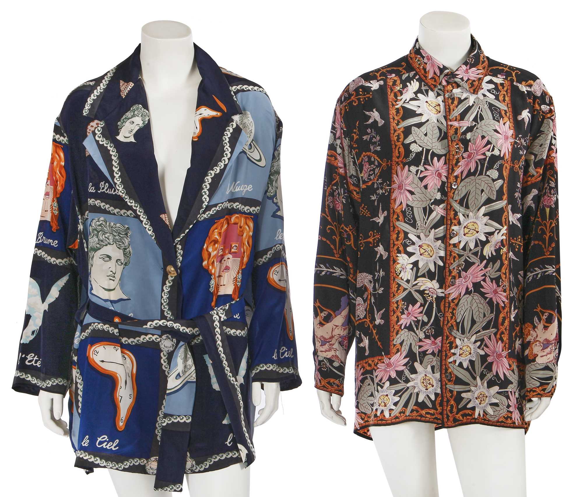 Lot 420 - Two English Eccentrics printed silk garments, 1980s