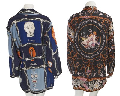 Lot 420 - Two English Eccentrics printed silk garments, 1980s