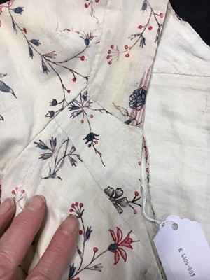Lot 1 - A printed Indian chintz open robe, English, 1795-1796