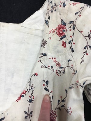Lot 1 - A printed Indian chintz open robe, English, 1795-1796