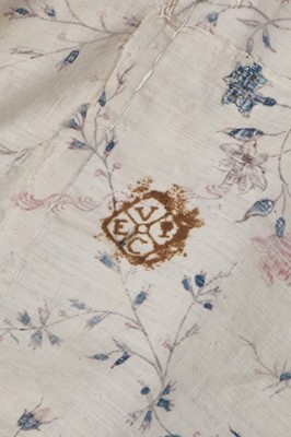 Lot 1 - A printed Indian chintz open robe, English, 1795-1796
