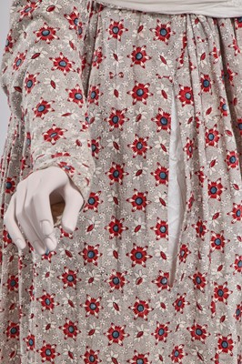 Lot 6 - A printed cotton round gown, French, circa 1797