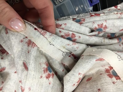 Lot 6 - A printed cotton round gown, French, circa 1797