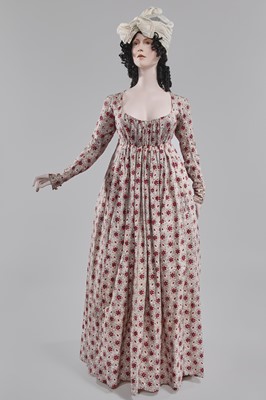 Lot 6 - A printed cotton round gown, French, circa 1797
