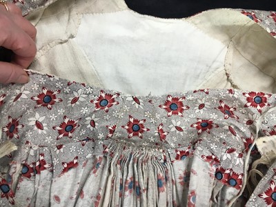 Lot 6 - A printed cotton round gown, French, circa 1797