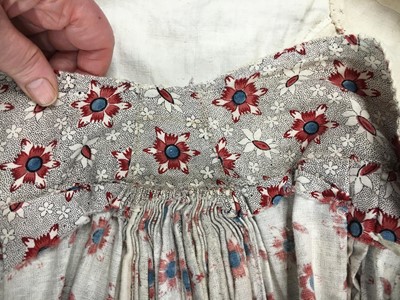Lot 6 - A printed cotton round gown, French, circa 1797