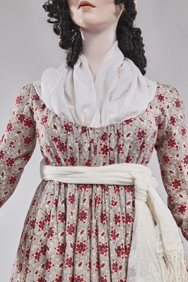 Lot 6 - A printed cotton round gown, French, circa 1797