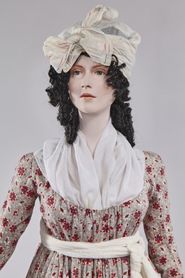 Lot 6 - A printed cotton round gown, French, circa 1797