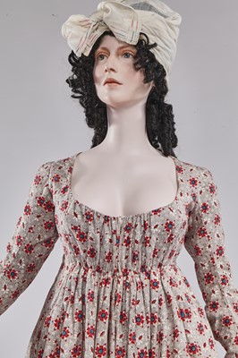 Lot 6 - A printed cotton round gown, French, circa 1797