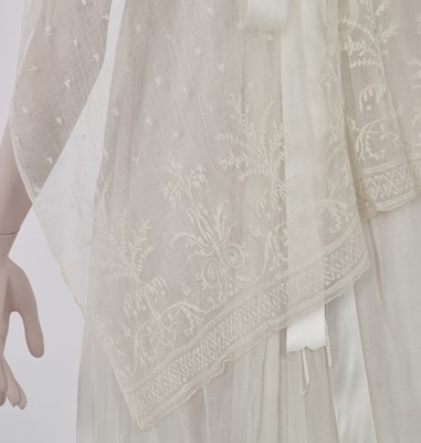 Lot 43 - A fine Indian muslin bridal gown with long train, English, 1805