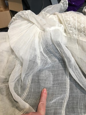 Lot 83 - A fine muslin day dress with lace bodice, English, circa 1810
