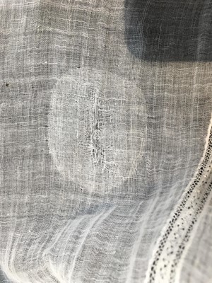 Lot 83 - A fine muslin day dress with lace bodice, English, circa 1810