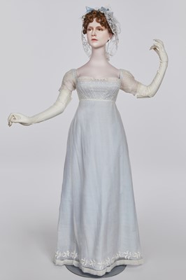 Lot 83 - A fine muslin day dress with lace bodice, English, circa 1810