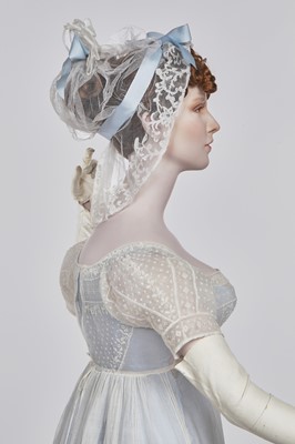 Lot 83 - A fine muslin day dress with lace bodice, English, circa 1810