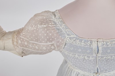 Lot 83 - A fine muslin day dress with lace bodice, English, circa 1810
