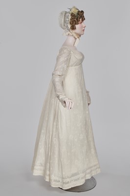 Lot 78 - A whitework cotton embroidered day dress, English, circa 1809-12