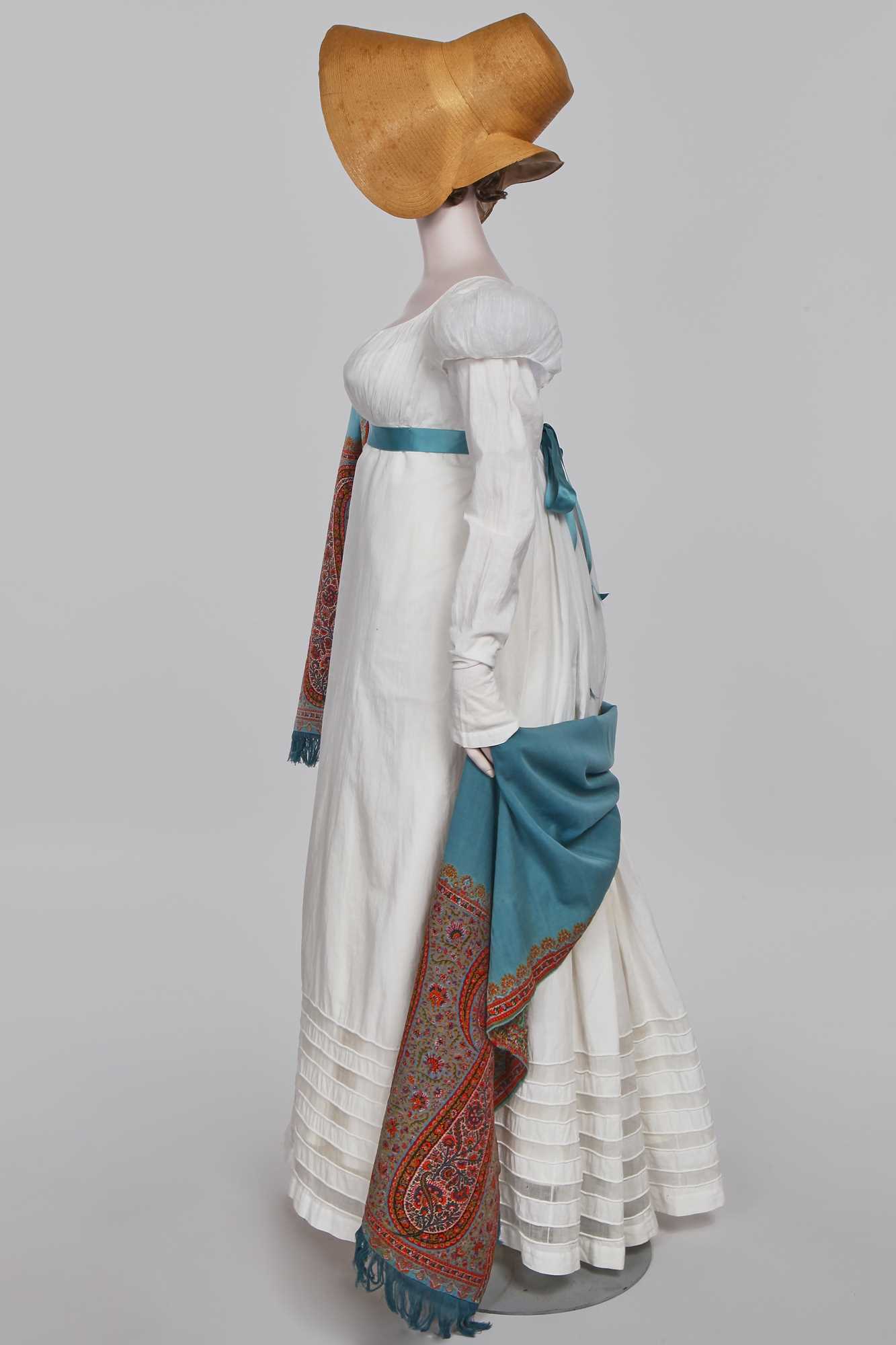 Lot 110 - A white percale cotton gown, English, circa 1815